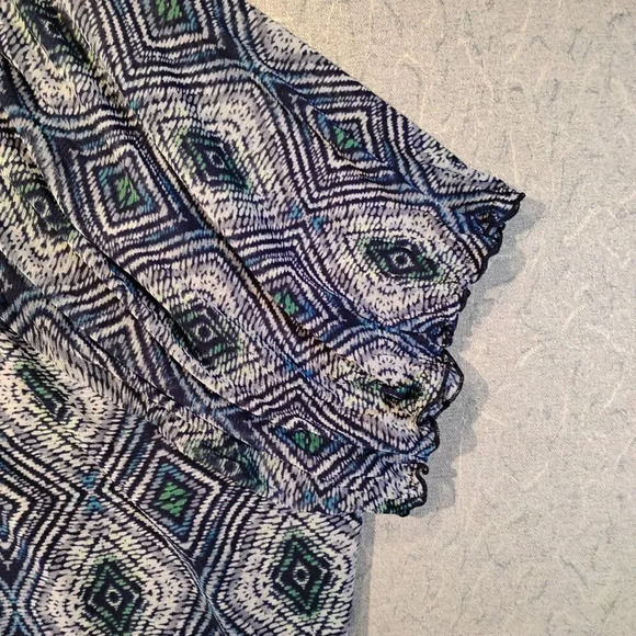 Croft & Barrow Blue & Green Blouse Short Ruffle Sleeve Peplum Size 3X - Picture 4 of 11